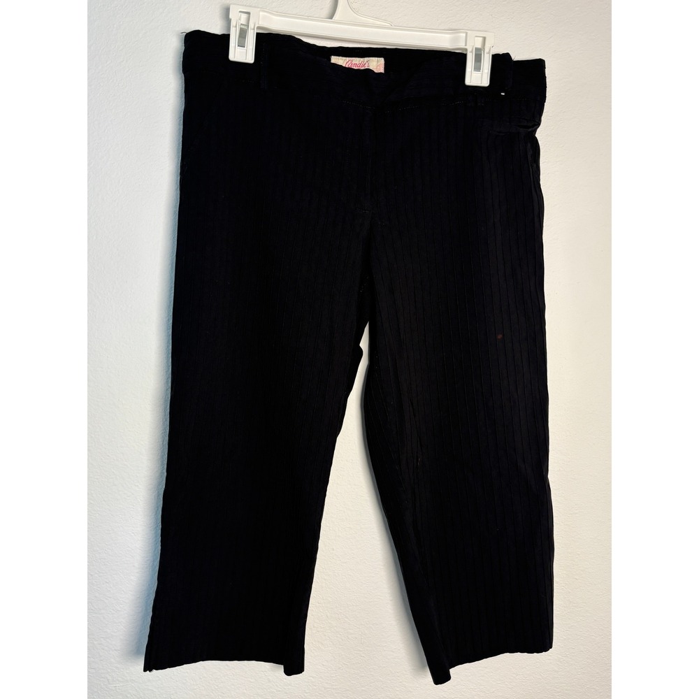 Candie's Black Textured Stripe Capri Pants Cropped Trousers Size 13 B147ZRCJ‎